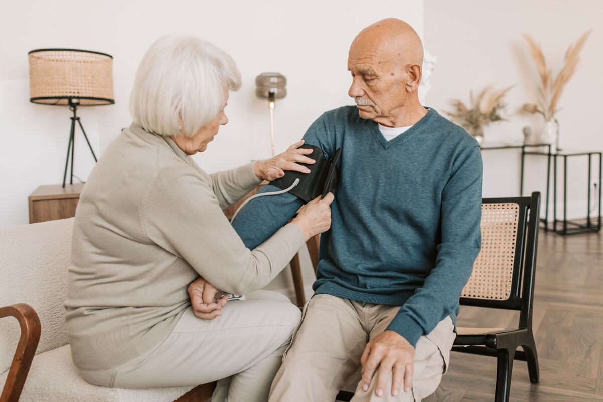 A blood pressure check at home